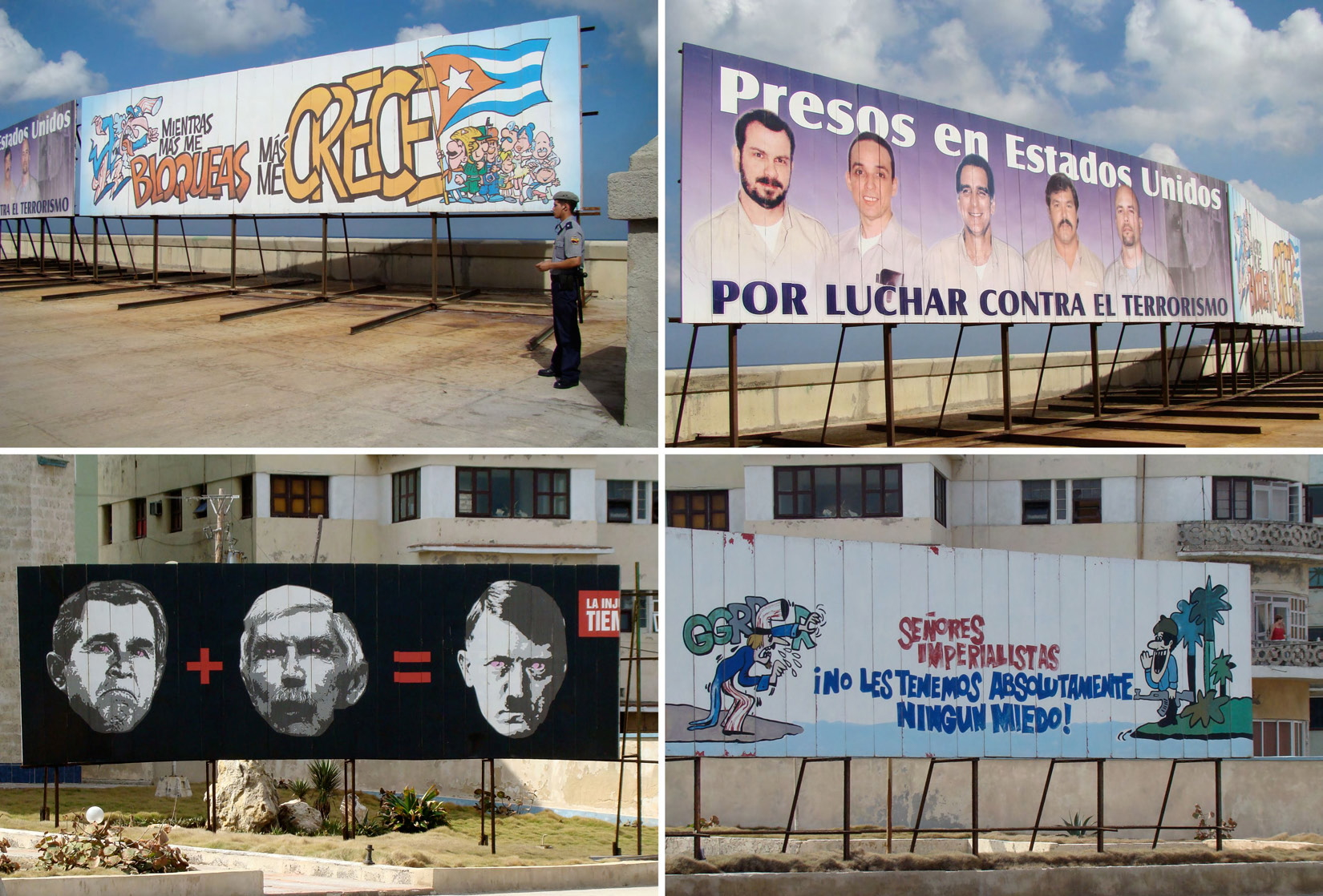 Images showing four political billboards with anti-U.S. sentiments