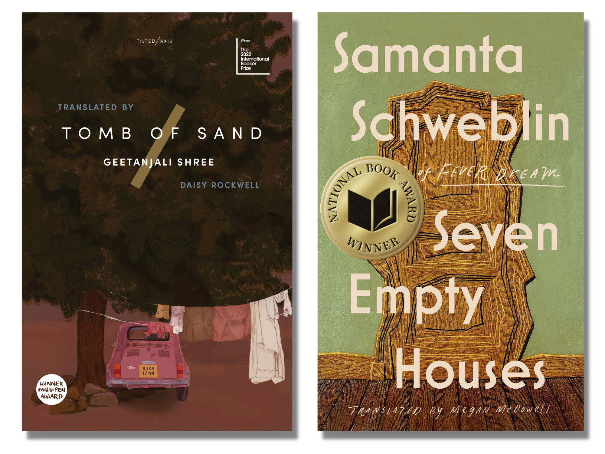 The covers of "Tomb of Sand" and "Seven Empty Houses"