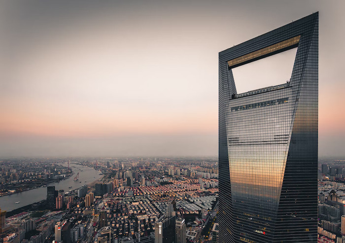 The Shanghai World Financial Center at sunset