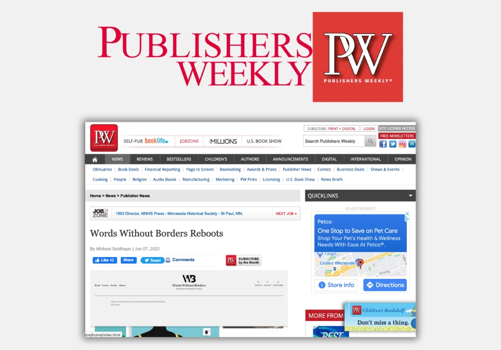 Image of Publishers Weekly feature on international literature magazine Words Without Borders