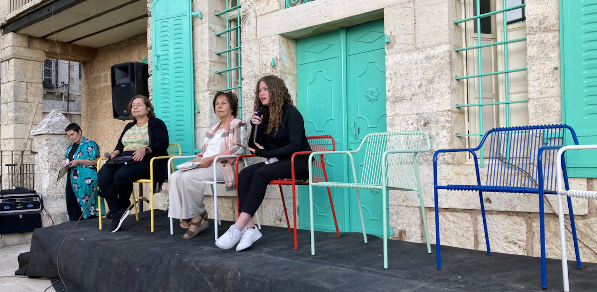 Palestinian writer Ahed Tamimi speaks about her memoir, They Called Me a Lioness, at Palfest 2023. Tamimi’s account of coming of age in an Israeli prison won a 2023 Palestine Book Award.